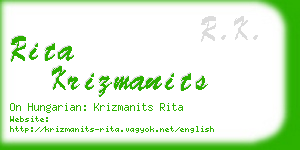 rita krizmanits business card